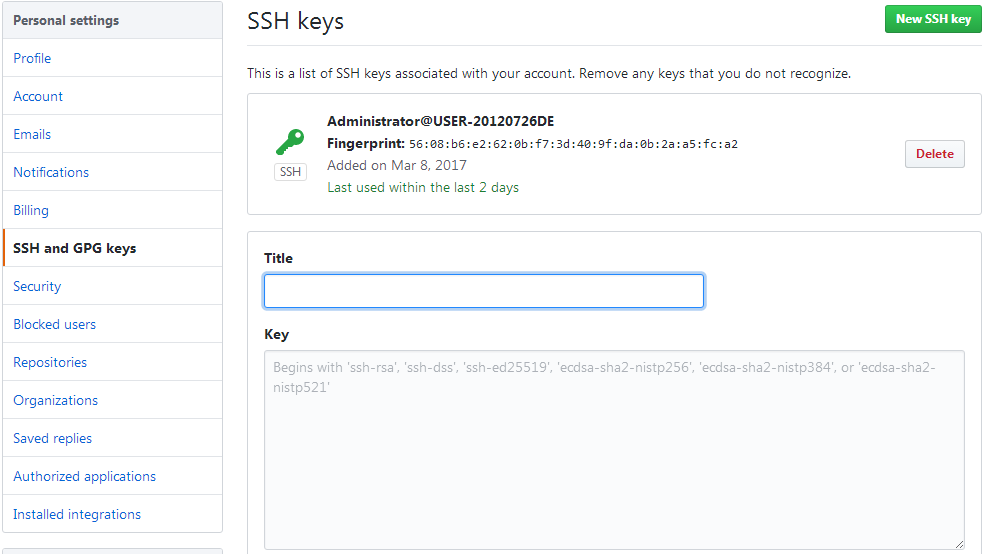 添加SSH key